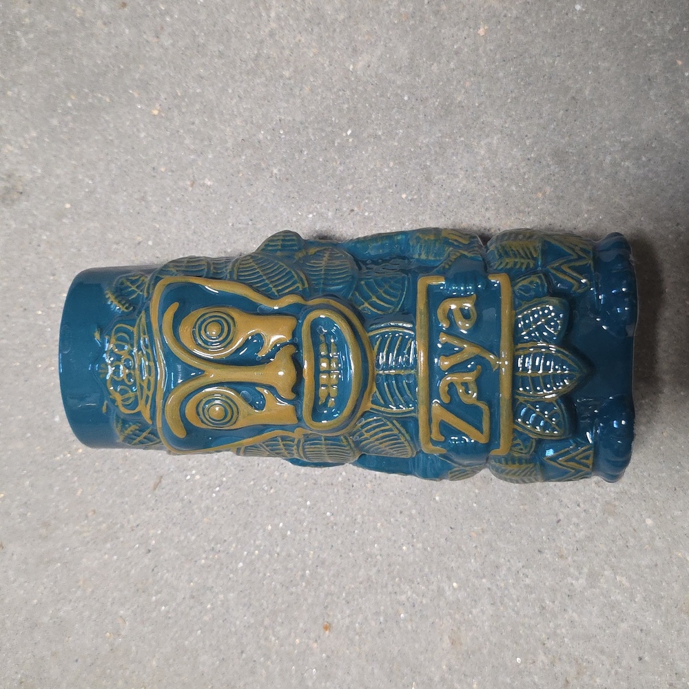 ZAYA Glen Reserva Rum Tiki Mug Hummingbird Green blue Gold Ceramic 7.5" Tall NEW
